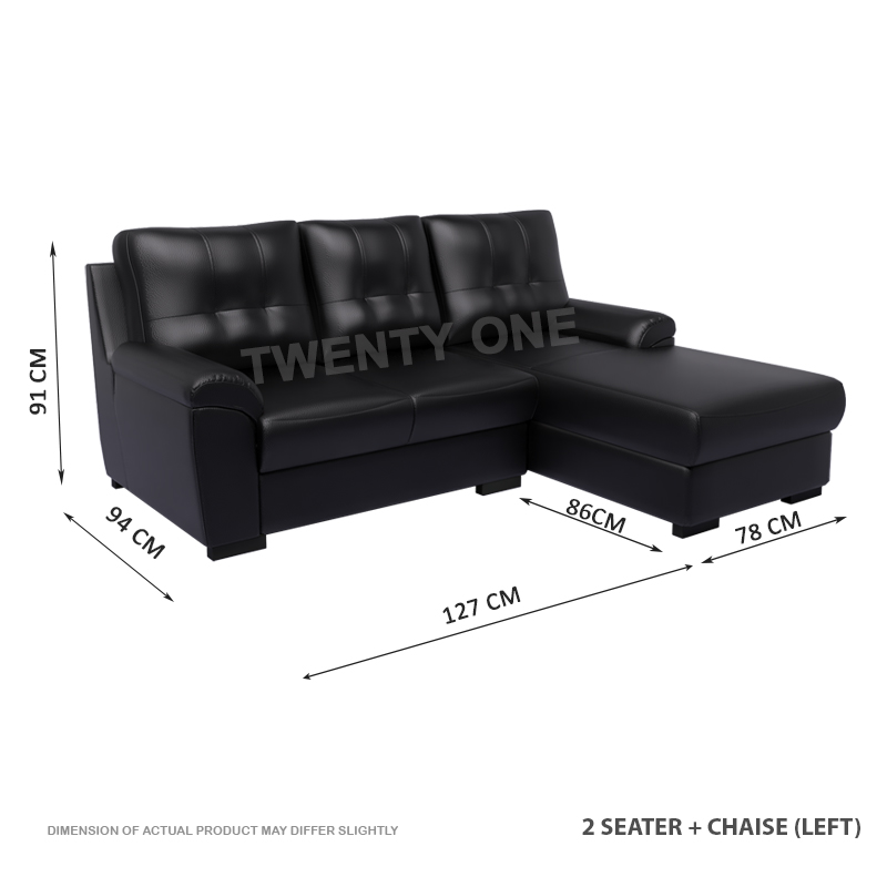 SKH N2136 2 SEATER +L SHAPE  HALF LEATHER SOFA 1B